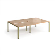 Adapt sliding top double back to back desks 2400mm x 1600mm - green frame, Beech top - view 1