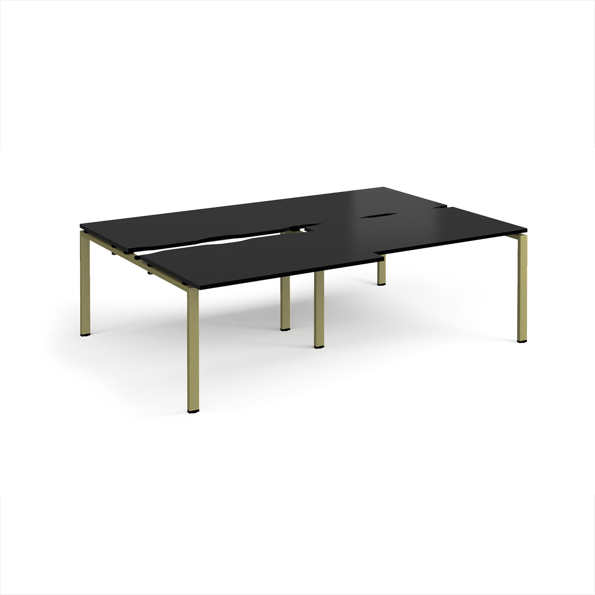 Adapt sliding top double back to back desks 2400mm x 1600mm - green frame, black top - view 1