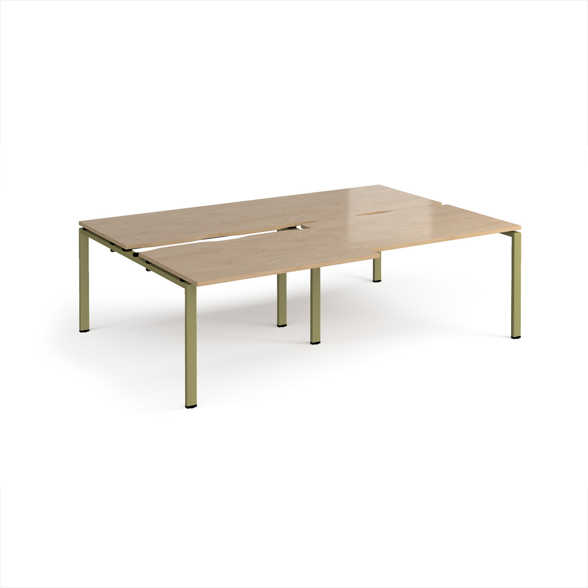 Adapt sliding top double back to back desks 2400mm x 1600mm - green frame, Kendal Oak Top - view 1