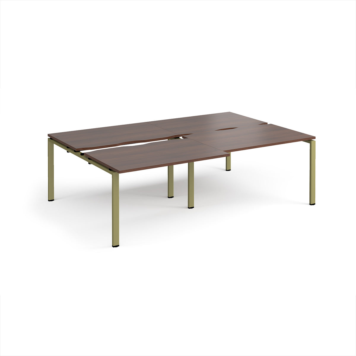 Adapt sliding top double back to back desks 2400mm x 1600mm - green frame, Walnut top - view 1