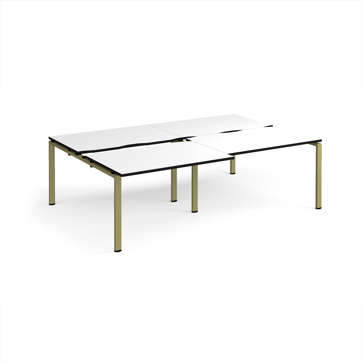 Adapt sliding top double back to back desks 2400mm x 1600mm - green frame, White Top, black edge - view 1