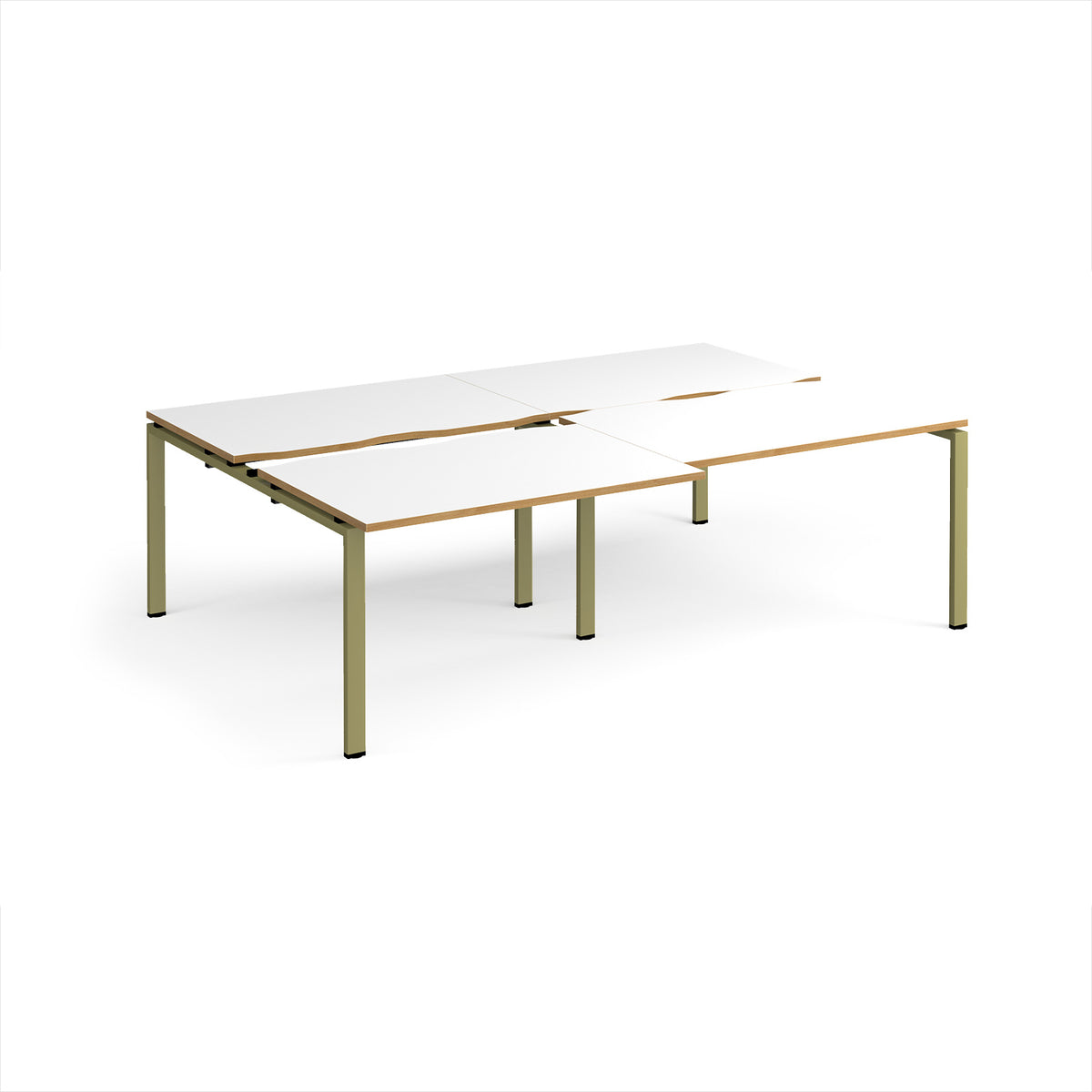 Adapt sliding top double back to back desks 2400mm x 1600mm - green frame, White Top, oak edge - view 1