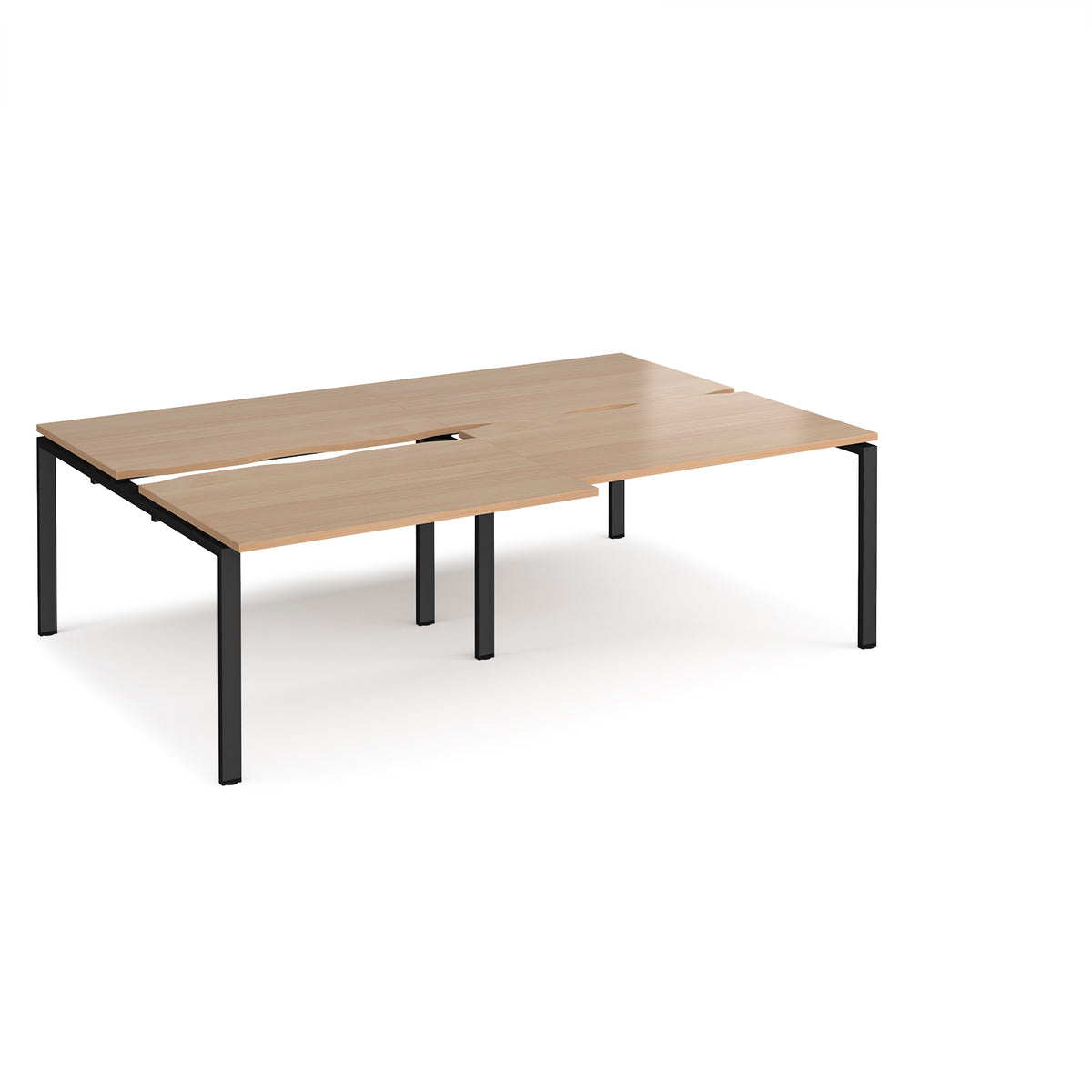 Adapt sliding top double back to back desks 2400mm x 1600mm - black frame, Beech top - view 1
