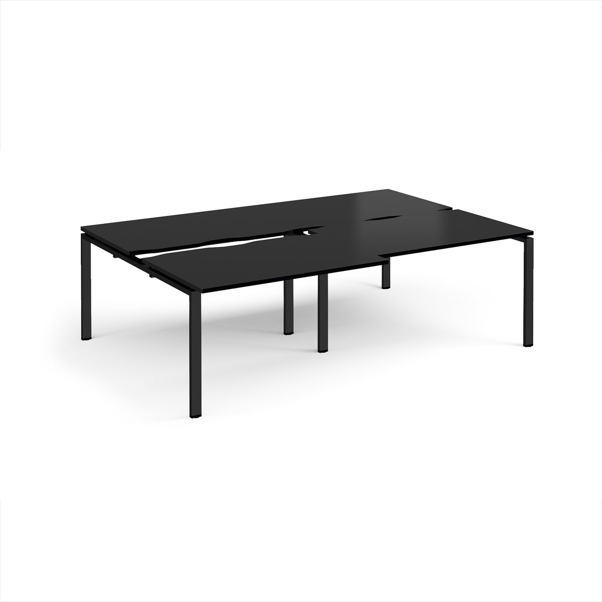 Adapt sliding top double back to back desks 2400mm x 1600mm - black frame, black top - view 1