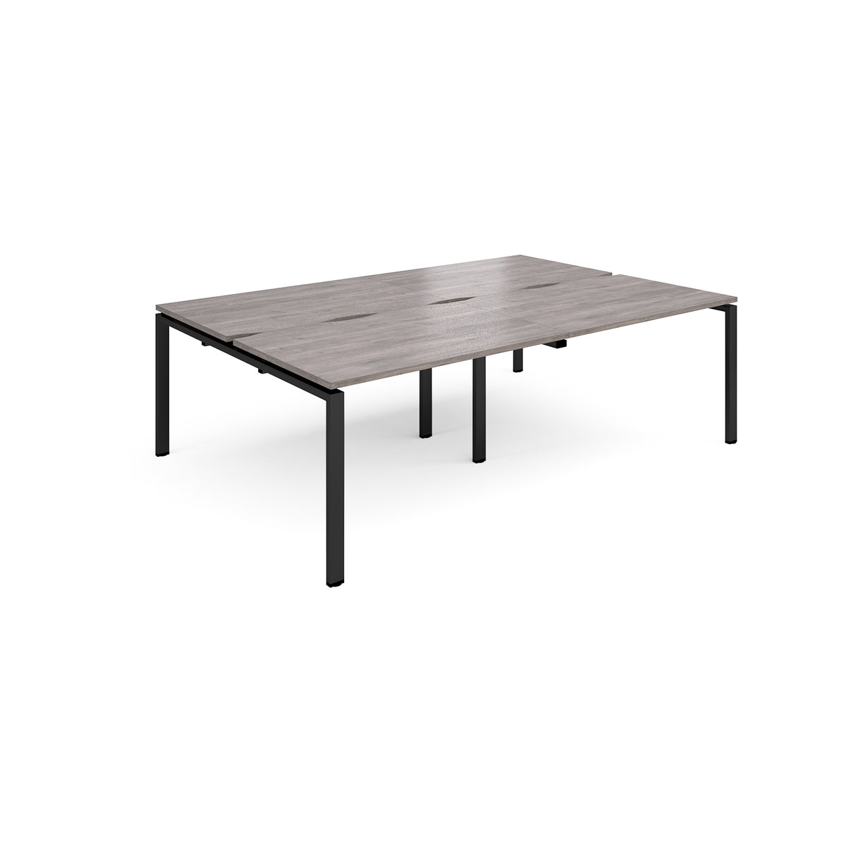 Adapt sliding top double back to back desks 2400mm x 1600mm - black frame, Grey Oak Top - view 1