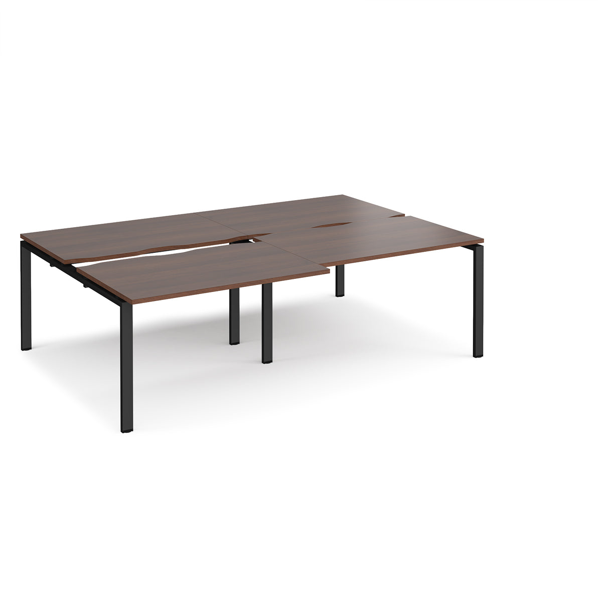 Adapt sliding top double back to back desks 2400mm x 1600mm - black frame, Walnut top - view 1