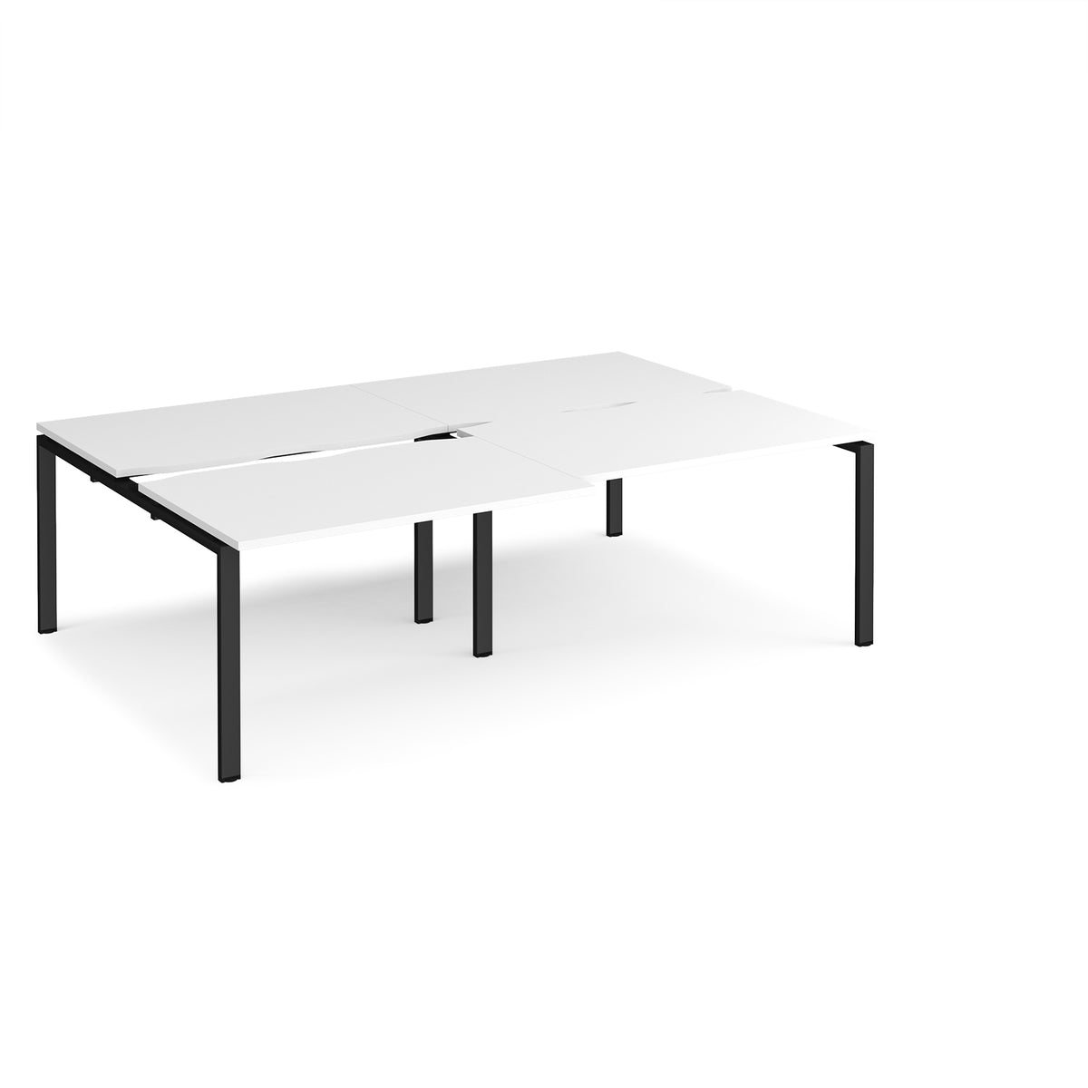Adapt sliding top double back to back desks 2400mm x 1600mm - black frame, White Top - view 1