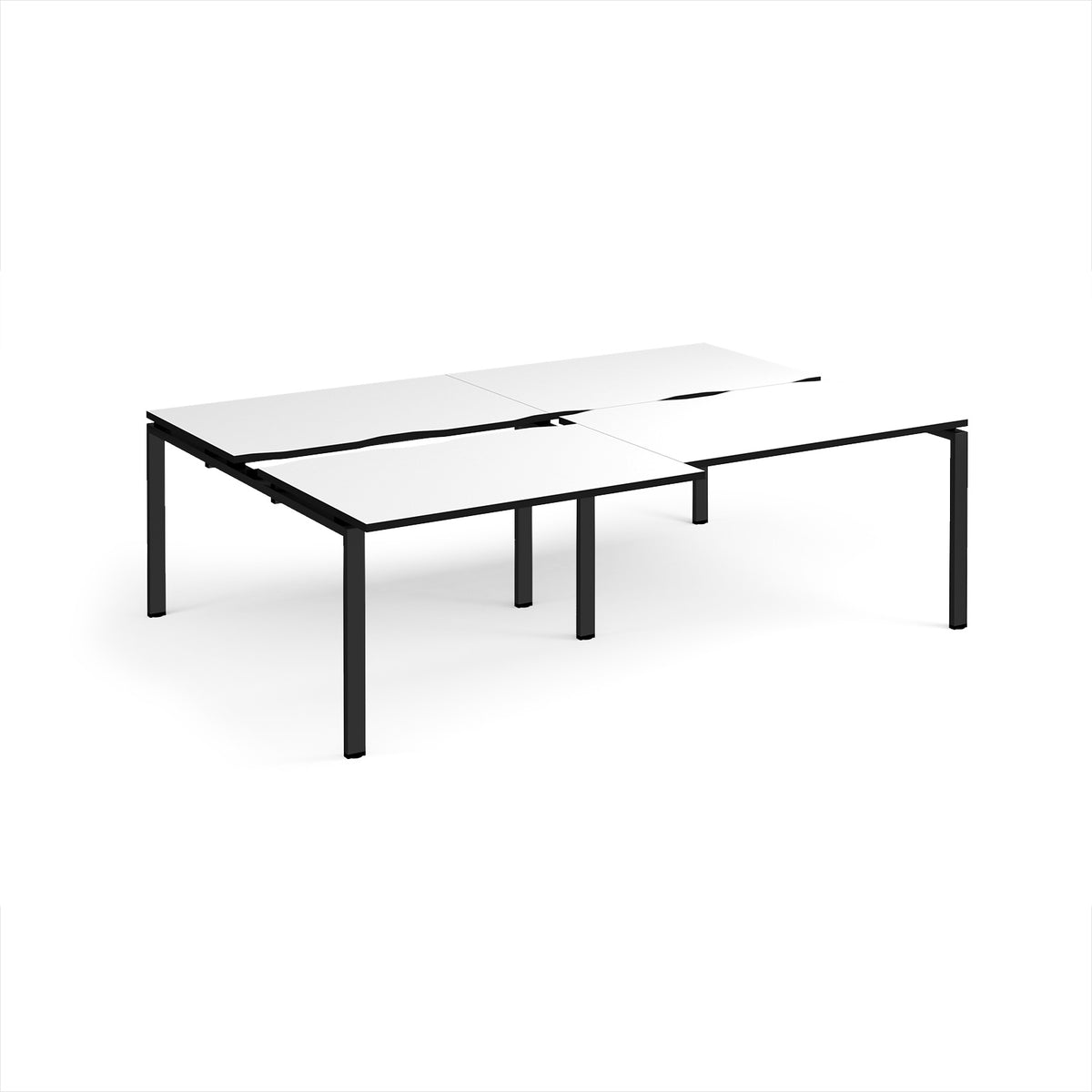 Adapt sliding top double back to back desks 2400mm x 1600mm - black frame, White Top, black edge - view 1