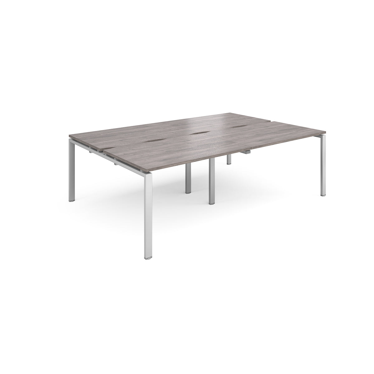 Adapt sliding top double back to back desks 2400mm x 1600mm - silver frame, Grey Oak Top - view 1