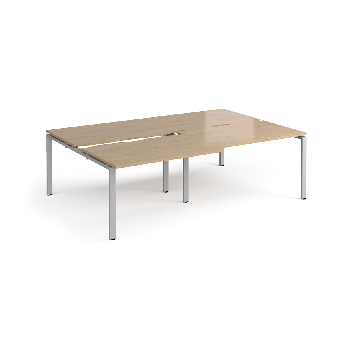 Adapt sliding top double back to back desks 2400mm x 1600mm - silver frame, Kendal Oak Top - view 1
