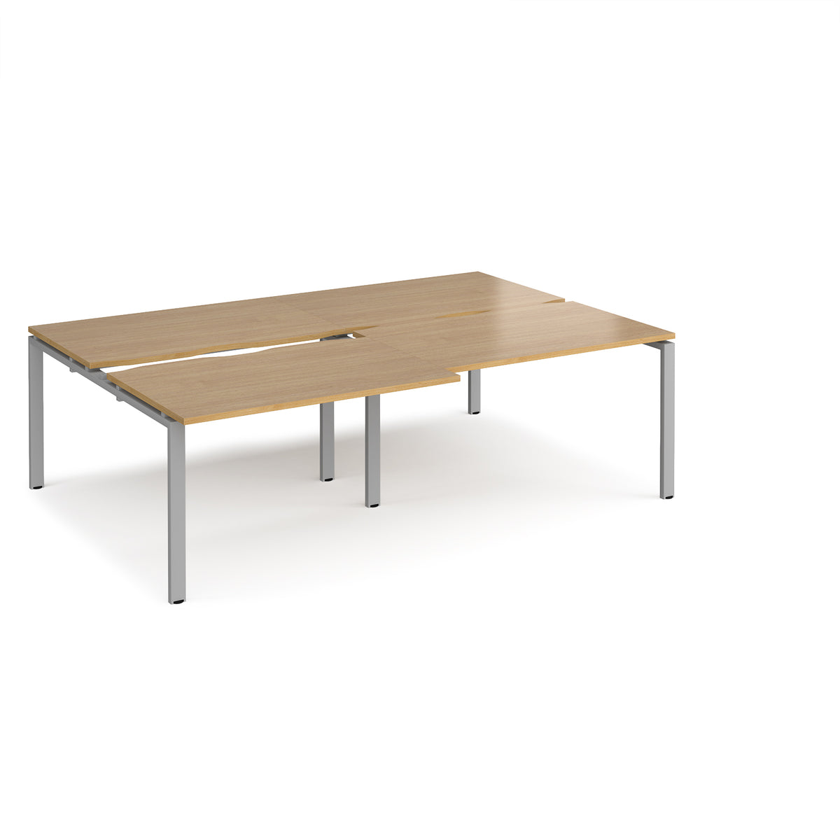 Adapt sliding top double back to back desks 2400mm x 1600mm - silver frame, Oak Top - view 1