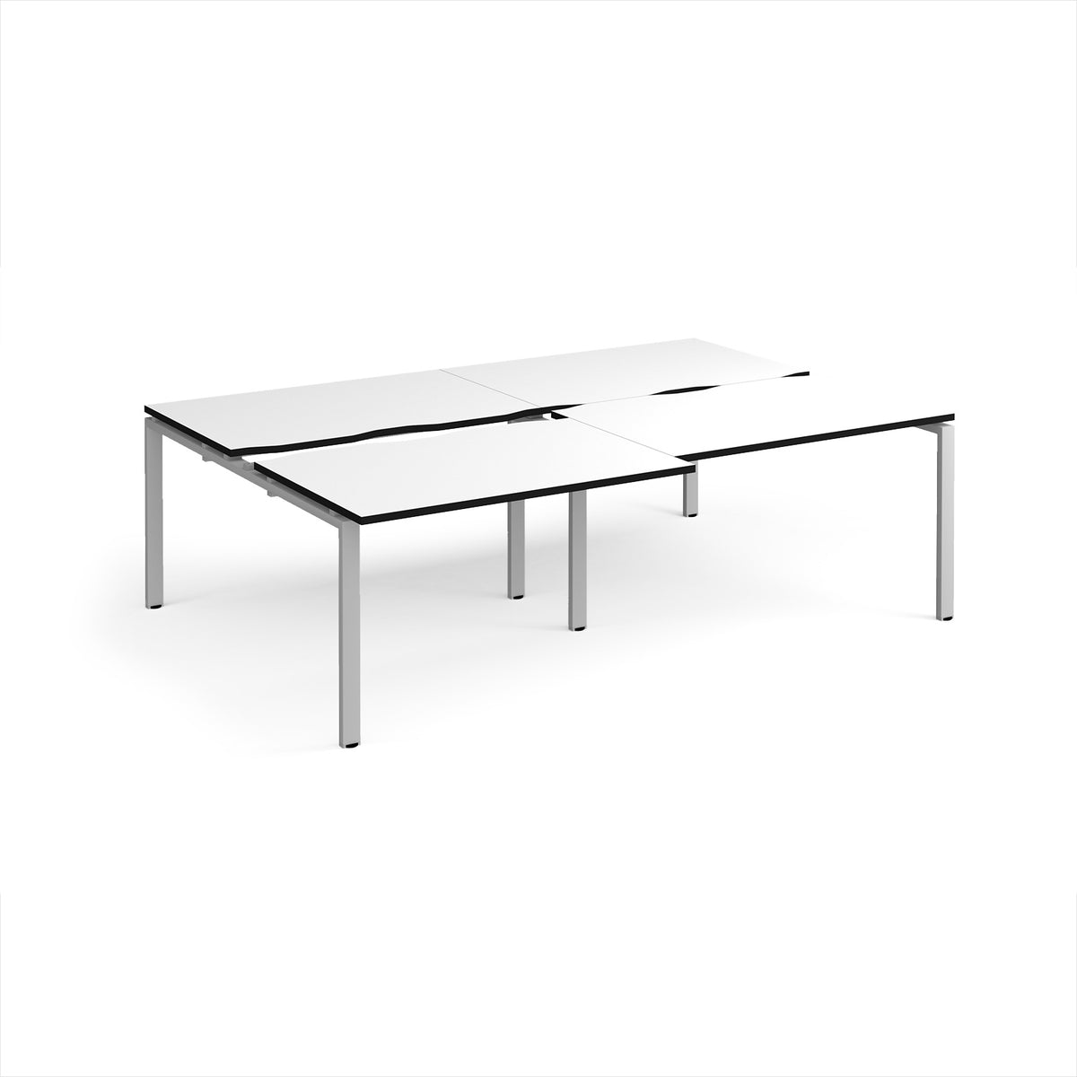 Adapt sliding top double back to back desks 2400mm x 1600mm - silver frame, White Top, black edge - view 1
