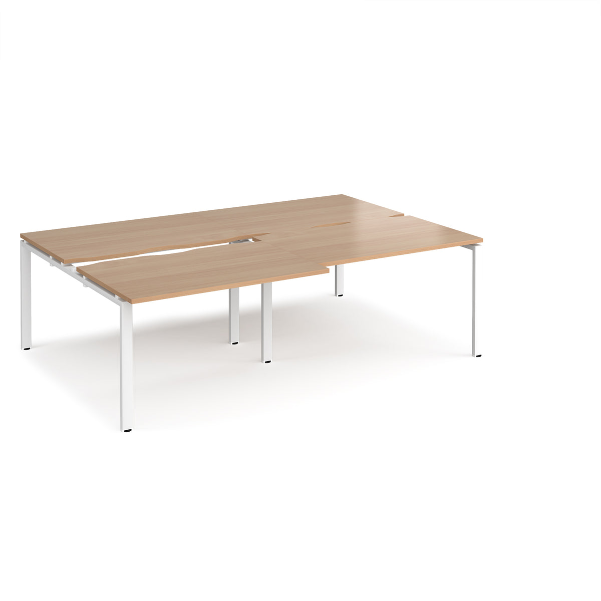 Adapt sliding top double back to back desks 2400mm x 1600mm - white frame, Beech top - view 1