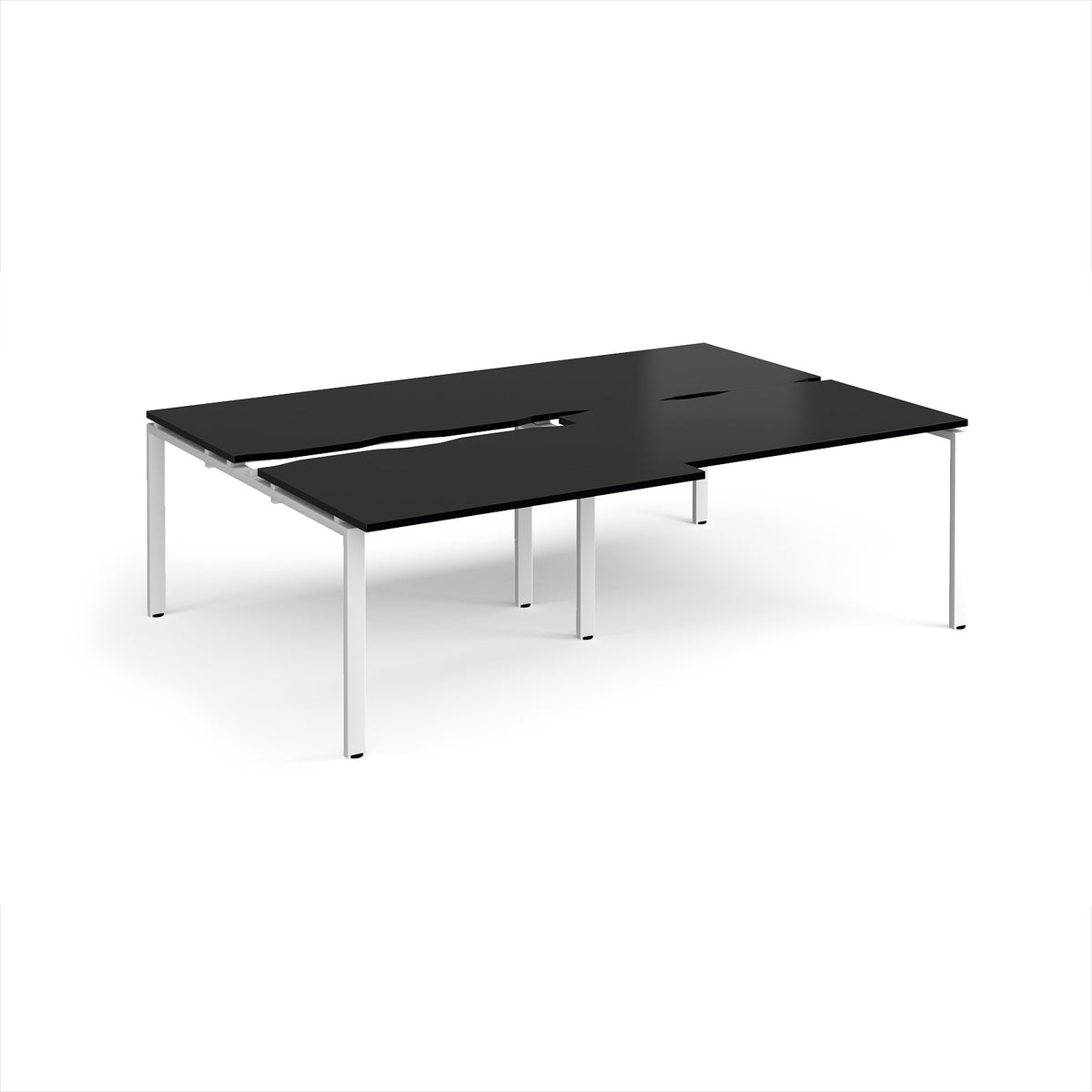 Adapt sliding top double back to back desks 2400mm x 1600mm - white frame, black top - view 1