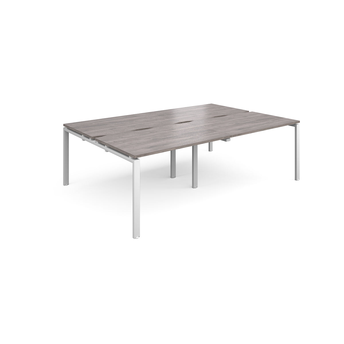 Adapt sliding top double back to back desks 2400mm x 1600mm - white frame, Grey Oak Top - view 1