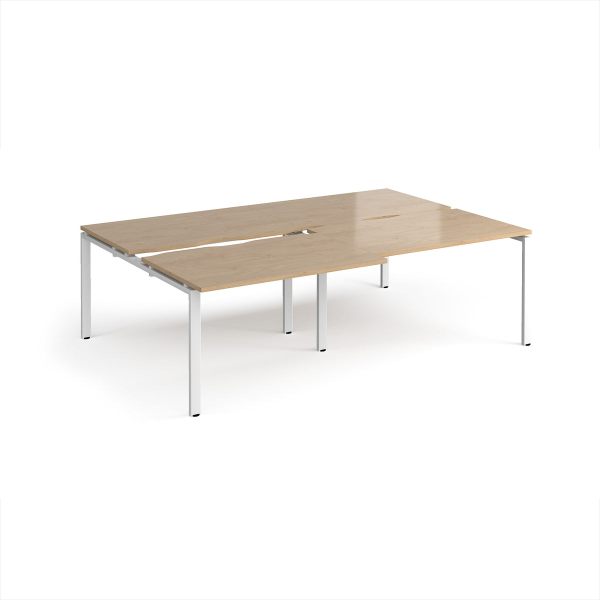Adapt sliding top double back to back desks 2400mm x 1600mm - white frame, Kendal Oak Top - view 1