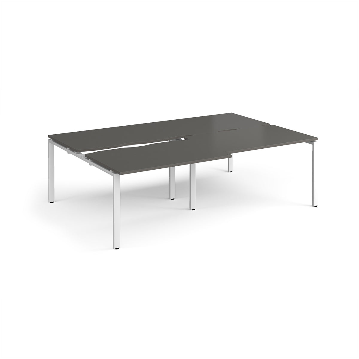 Adapt sliding top double back to back desks 2400mm x 1600mm - white frame, storm grey top - view 1