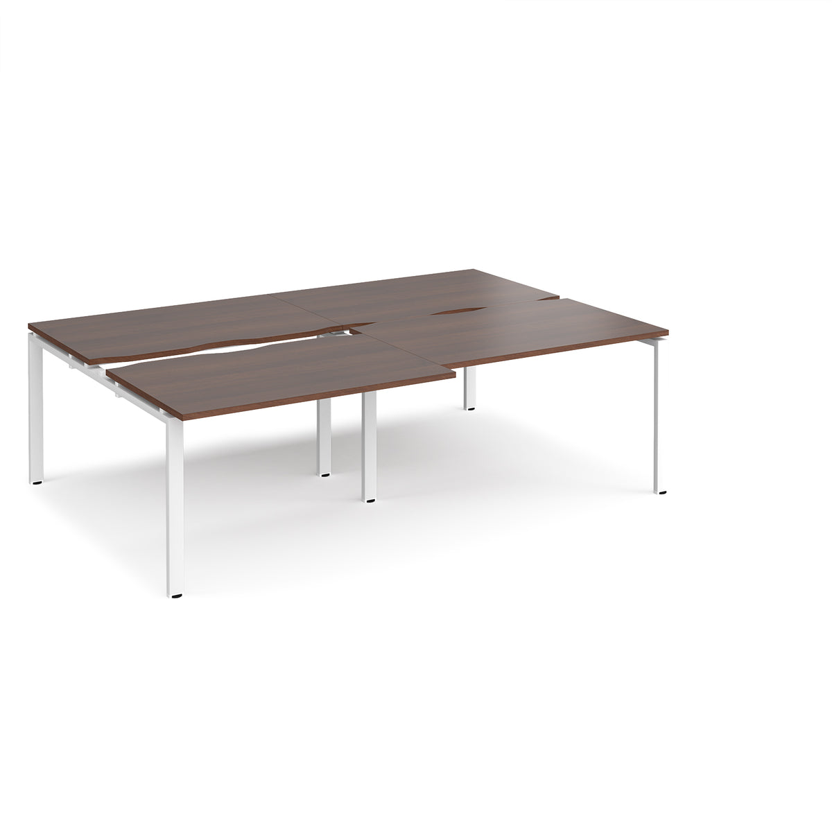 Adapt sliding top double back to back desks 2400mm x 1600mm - white frame, Walnut top - view 1