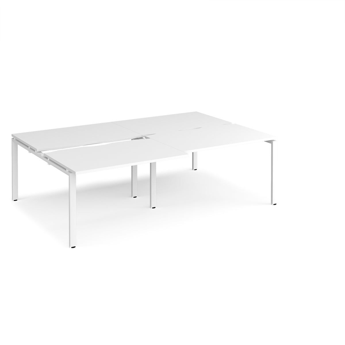 Adapt sliding top double back to back desks 2400mm x 1600mm - white frame, White Top - view 1