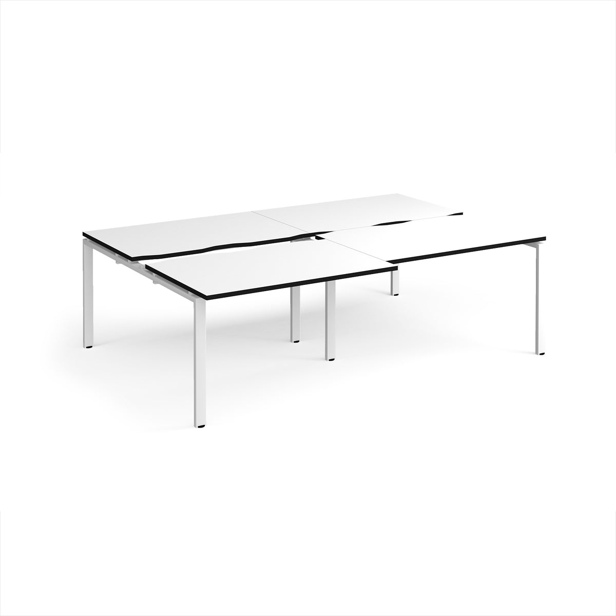 Adapt sliding top double back to back desks 2400mm x 1600mm - white frame, White Top, black edge - view 1