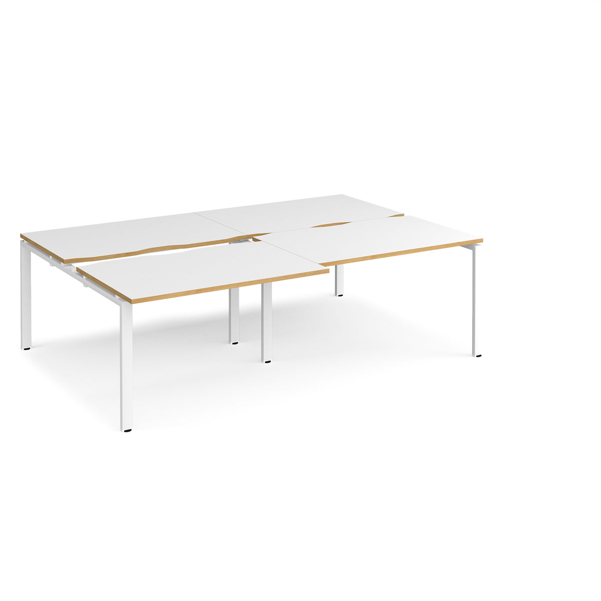 Adapt sliding top double back to back desks 2400mm x 1600mm - white frame, White Top with oak edging - view 1