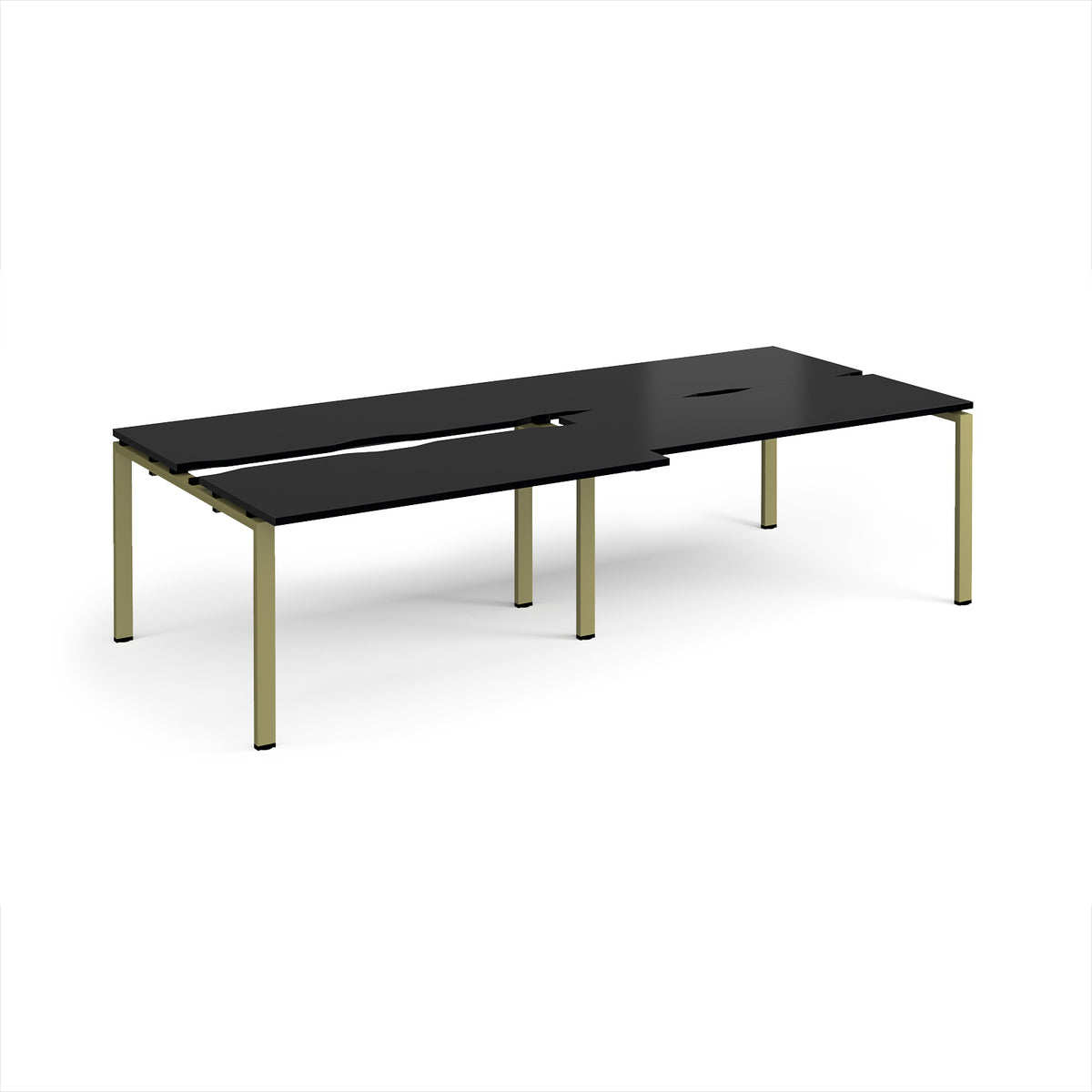 Adapt sliding top double back to back desks 2800mm x 1200mm - green frame, black top - view 1