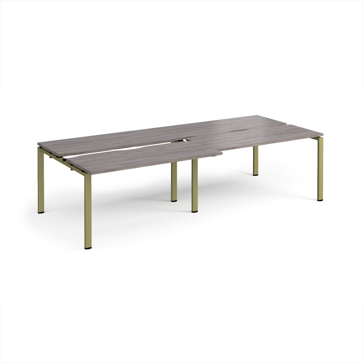 Adapt sliding top double back to back desks 2800mm x 1200mm - green frame, Grey Oak Top - view 1