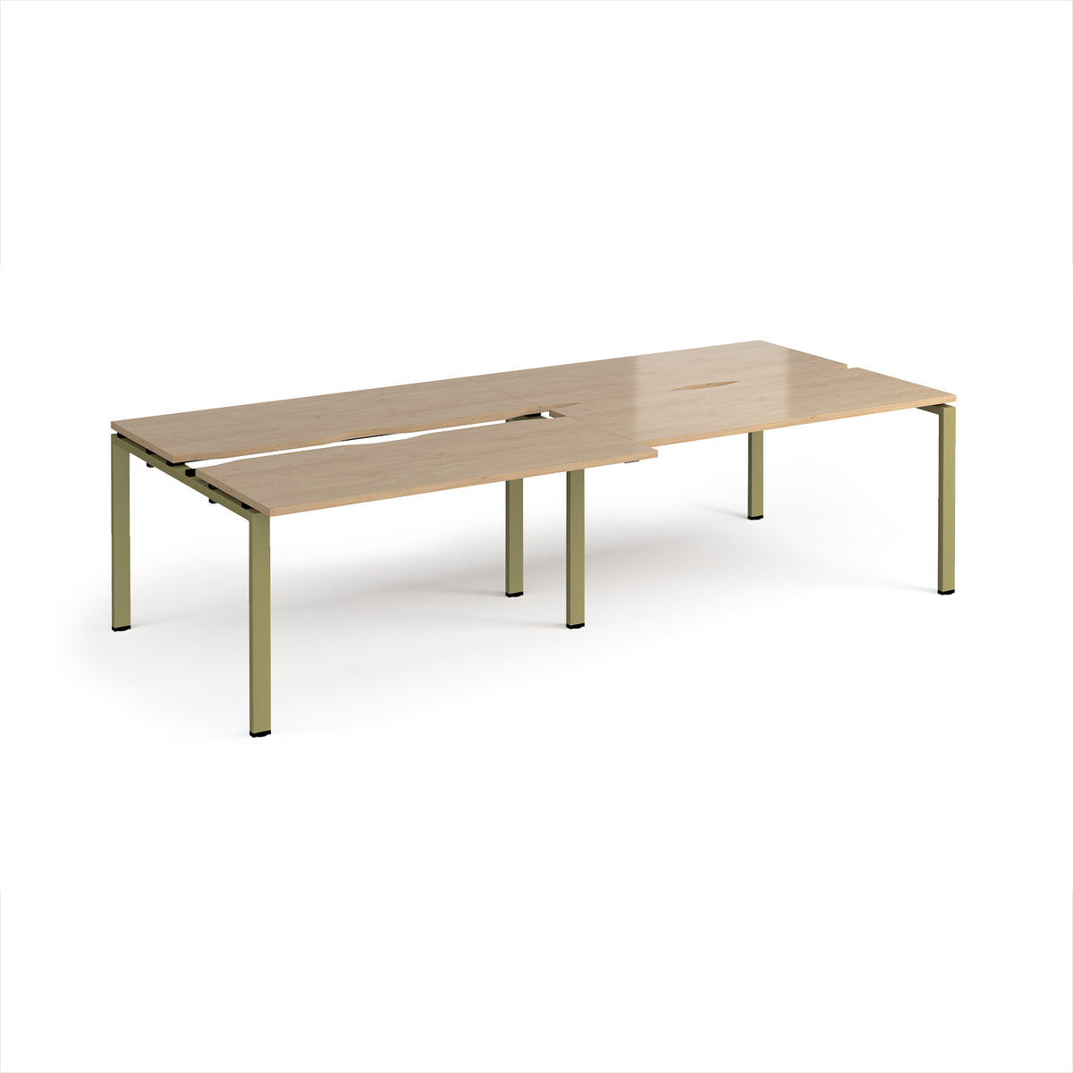 Adapt sliding top double back to back desks 2800mm x 1200mm - green frame, Kendal Oak Top - view 1
