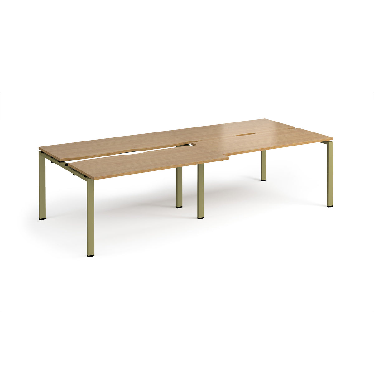 Adapt sliding top double back to back desks 2800mm x 1200mm - green frame, Oak Top - view 1