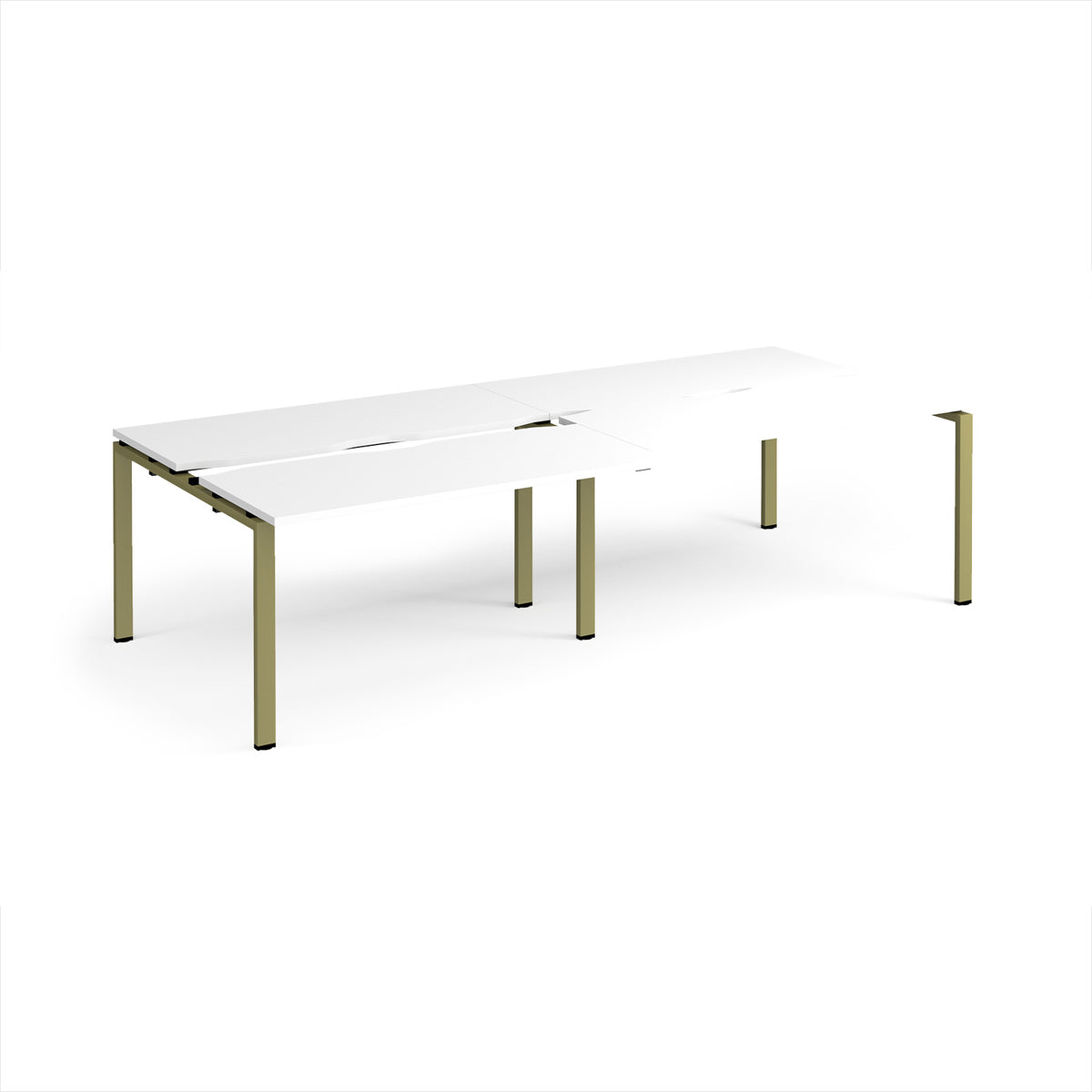 Adapt sliding top double back to back desks 2800mm x 1200mm - green frame, White Top - view 1