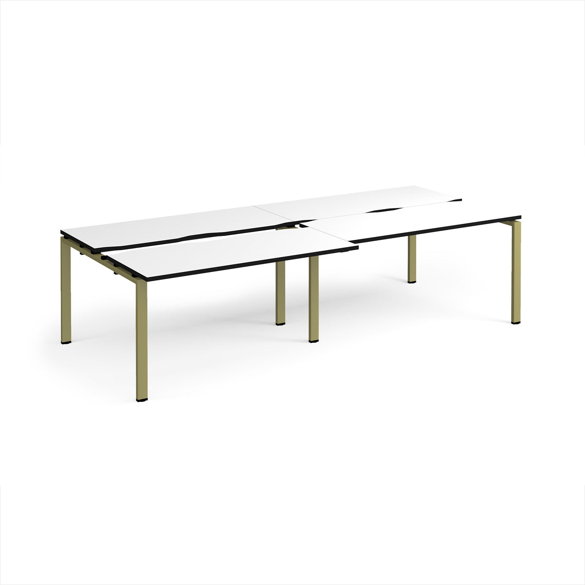 Adapt sliding top double back to back desks 2800mm x 1200mm - green frame, White Top, black edge - view 1