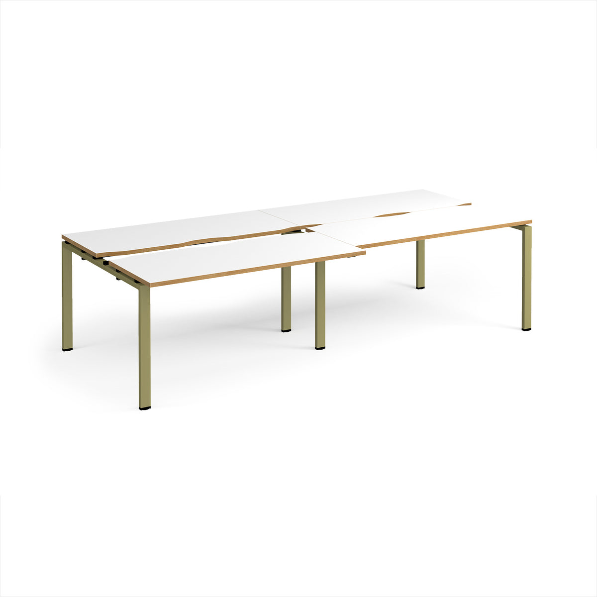 Adapt sliding top double back to back desks 2800mm x 1200mm - green frame, White Top, oak edge - view 1