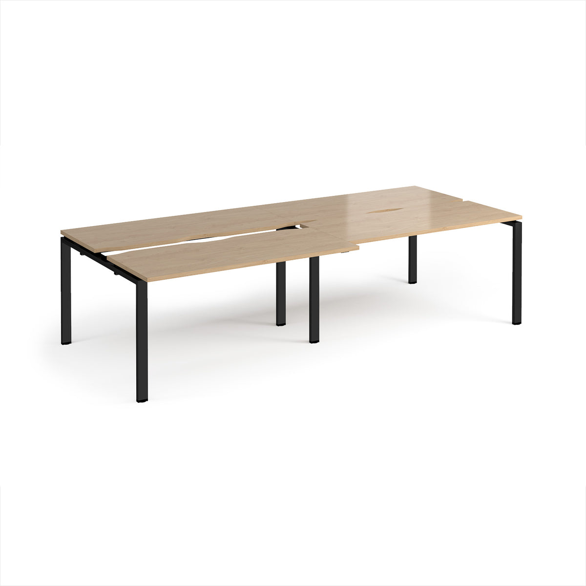 Adapt sliding top double back to back desks 2800mm x 1200mm - black frame, Kendal Oak Top - view 1