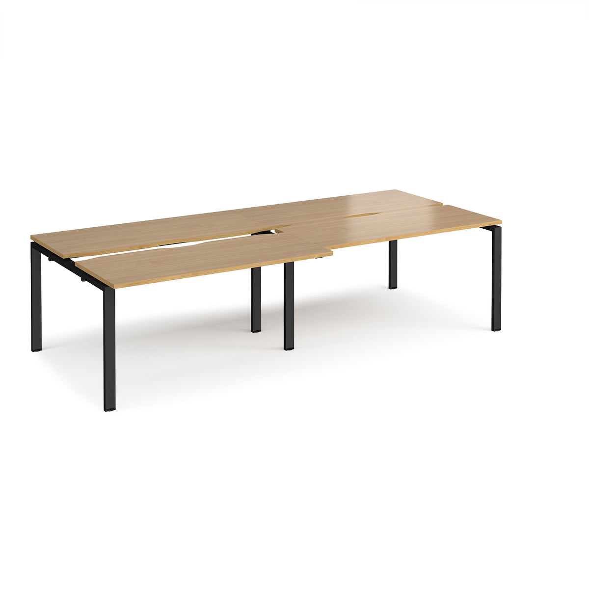 Adapt sliding top double back to back desks 2800mm x 1200mm - black frame, Oak Top - view 1