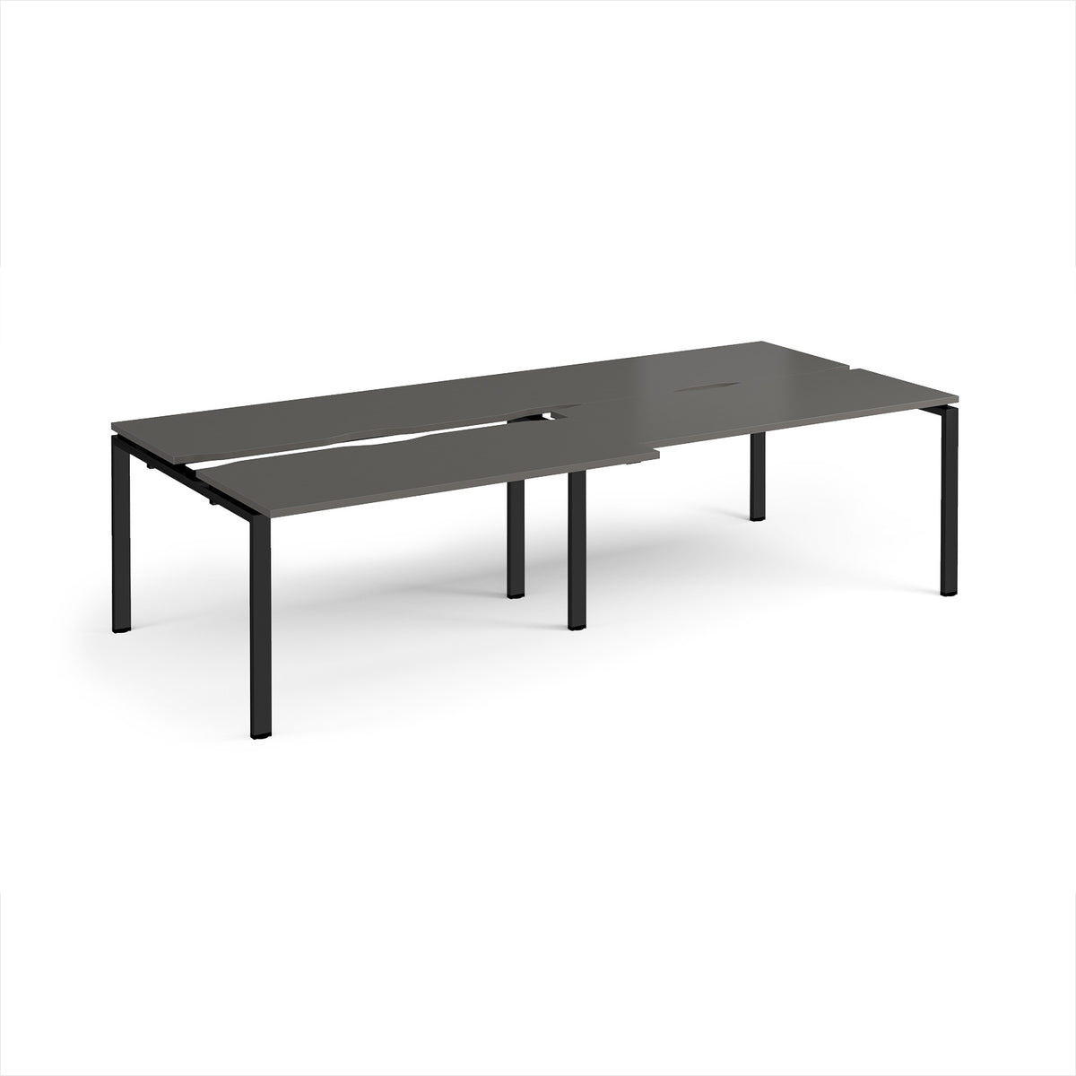 Adapt sliding top double back to back desks 2800mm x 1200mm - black frame, storm grey top - view 1
