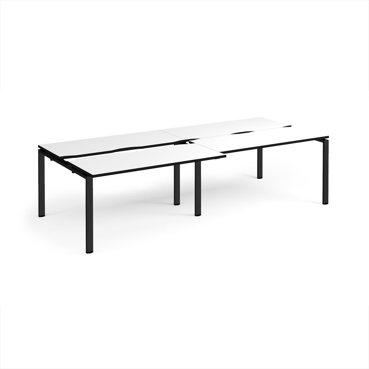 Adapt sliding top double back to back desks 2800mm x 1200mm - black frame, White Top, black edge - view 1