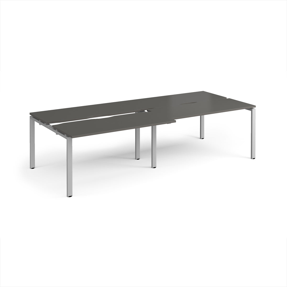 Adapt sliding top double back to back desks 2800mm x 1200mm - silver frame, storm grey top - view 1