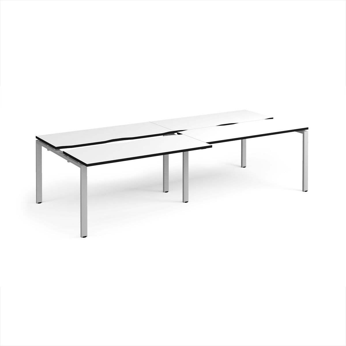 Adapt sliding top double back to back desks 2800mm x 1200mm - silver frame, White Top, black edge - view 1