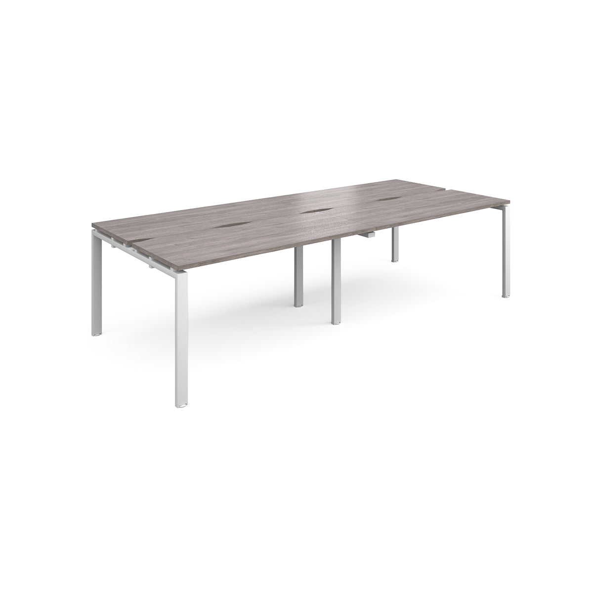 Adapt sliding top double back to back desks 2800mm x 1200mm - white frame, Grey Oak Top - view 1