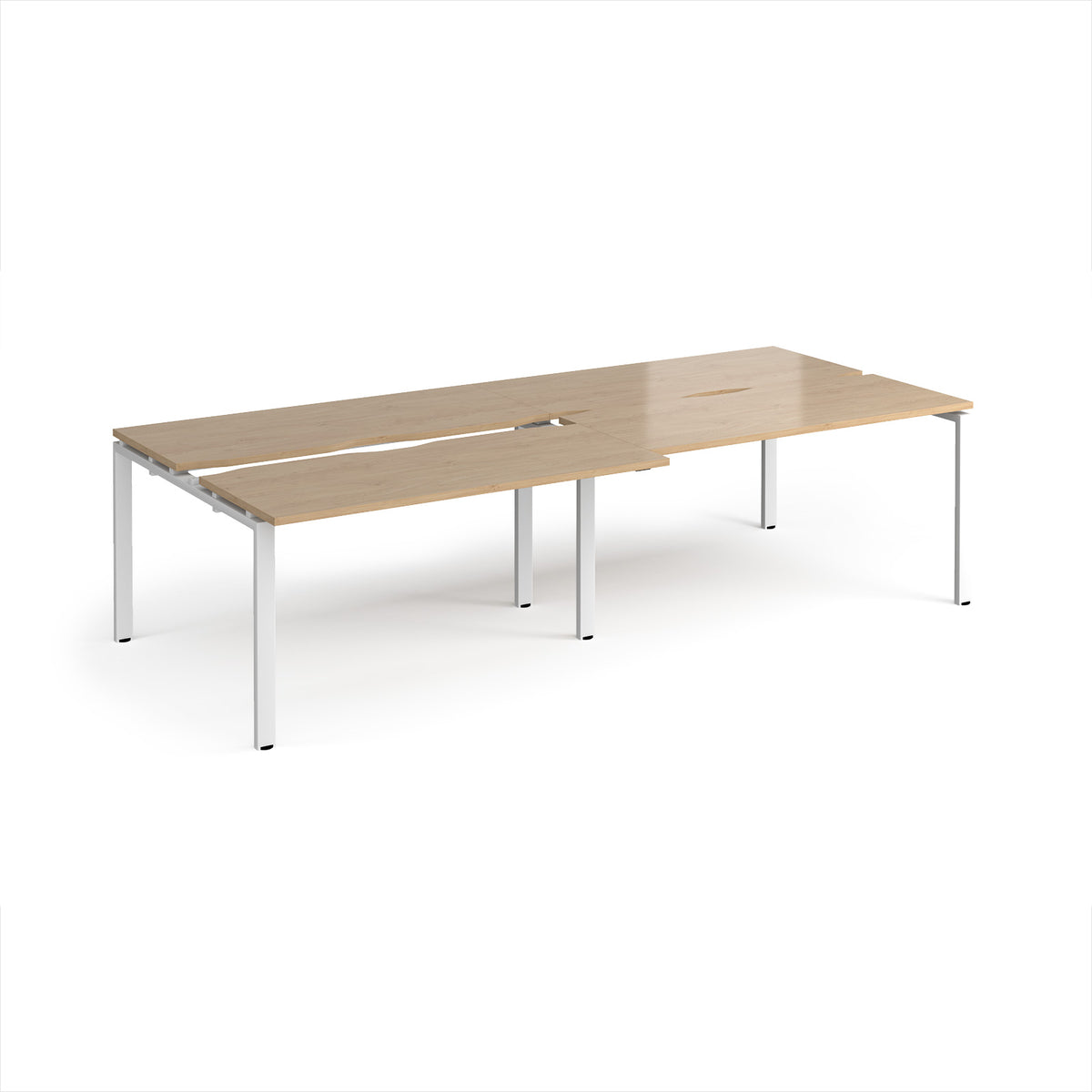 Adapt sliding top double back to back desks 2800mm x 1200mm - white frame, Kendal Oak Top - view 1