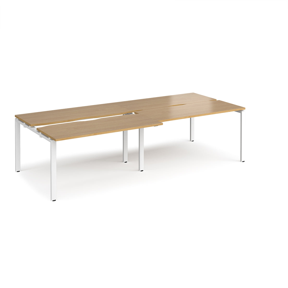 Adapt sliding top double back to back desks 2800mm x 1200mm - white frame, Oak Top - view 1