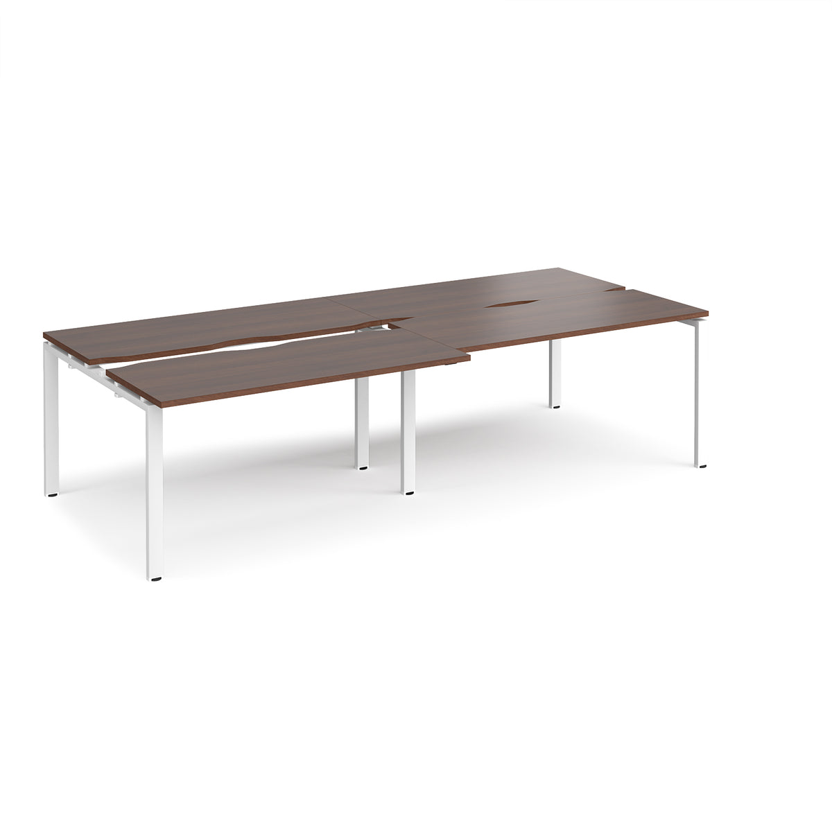 Adapt sliding top double back to back desks 2800mm x 1200mm - white frame, Walnut top - view 1