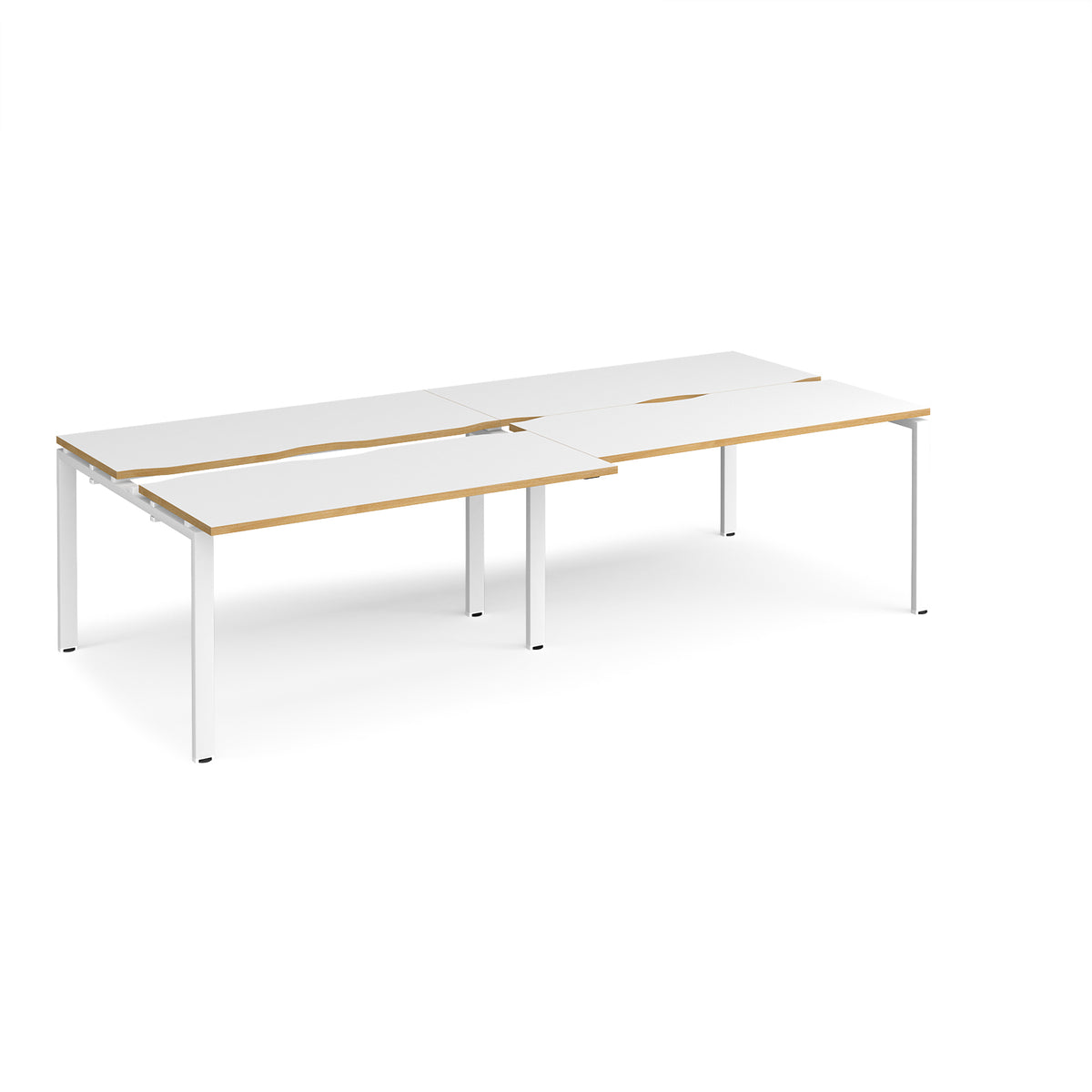 Adapt sliding top double back to back desks 2800mm x 1200mm - white frame, White Top with oak edging - view 1