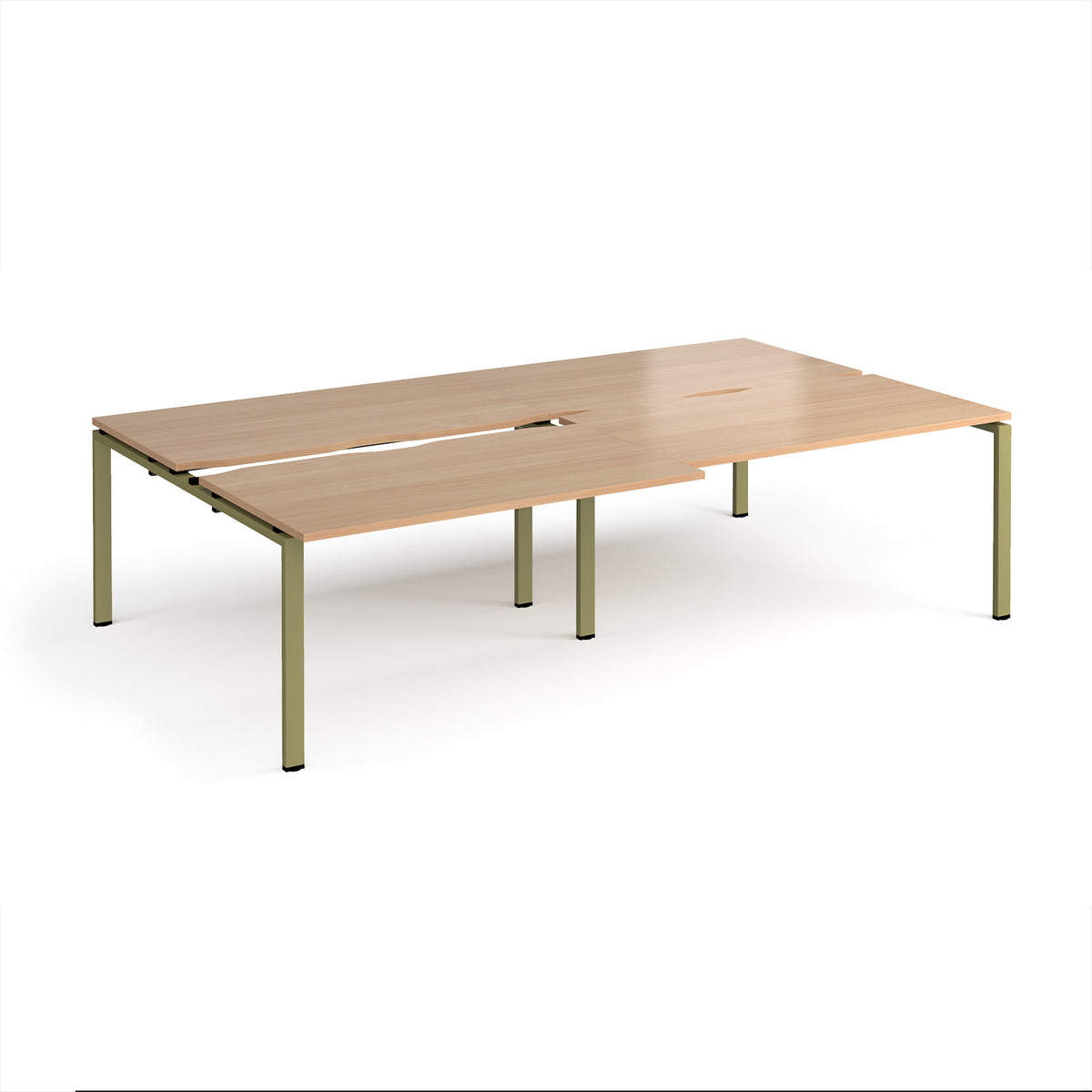 Adapt sliding top double back to back desks 2800mm x 1600mm - green frame, Beech top - view 1