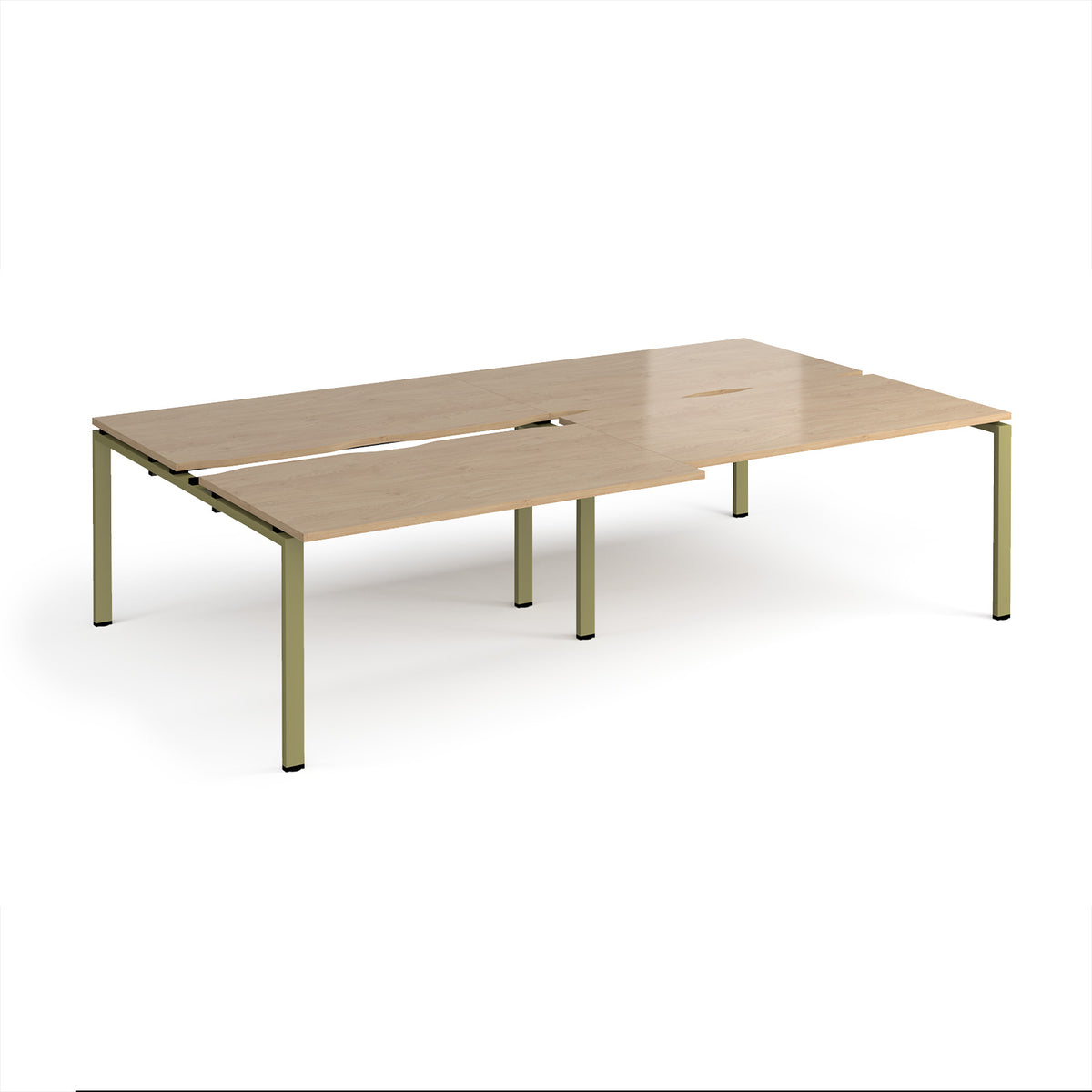 Adapt sliding top double back to back desks 2800mm x 1600mm - green frame, Kendal Oak Top - view 1