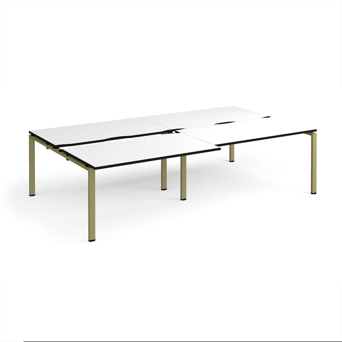 Adapt sliding top double back to back desks 2800mm x 1600mm - green frame, White Top, black edge - view 1