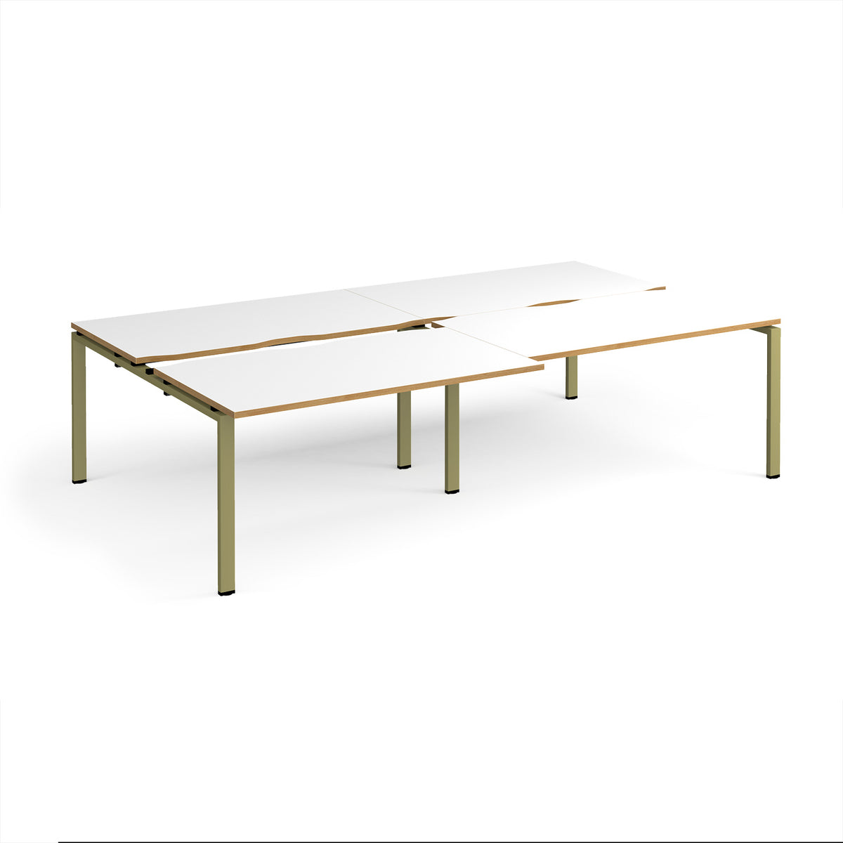 Adapt sliding top double back to back desks 2800mm x 1600mm - green frame, White Top, oak edge - view 1