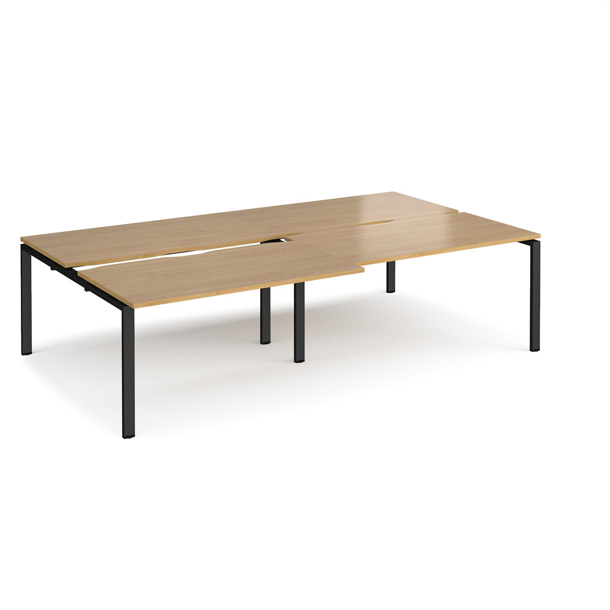 Adapt sliding top double back to back desks 2800mm x 1600mm - black frame, Oak Top - view 1