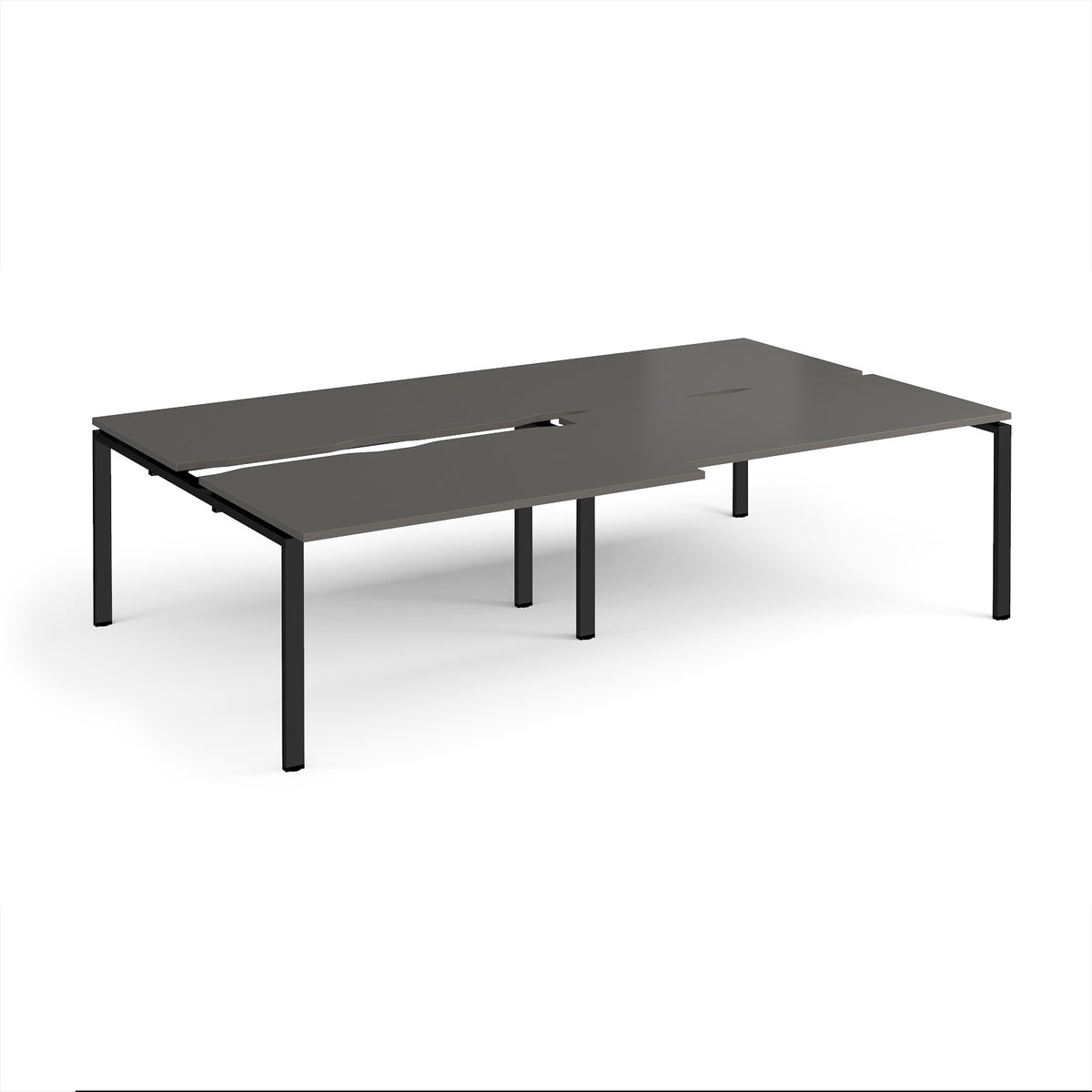 Adapt sliding top double back to back desks 2800mm x 1600mm - black frame, storm grey top - view 1