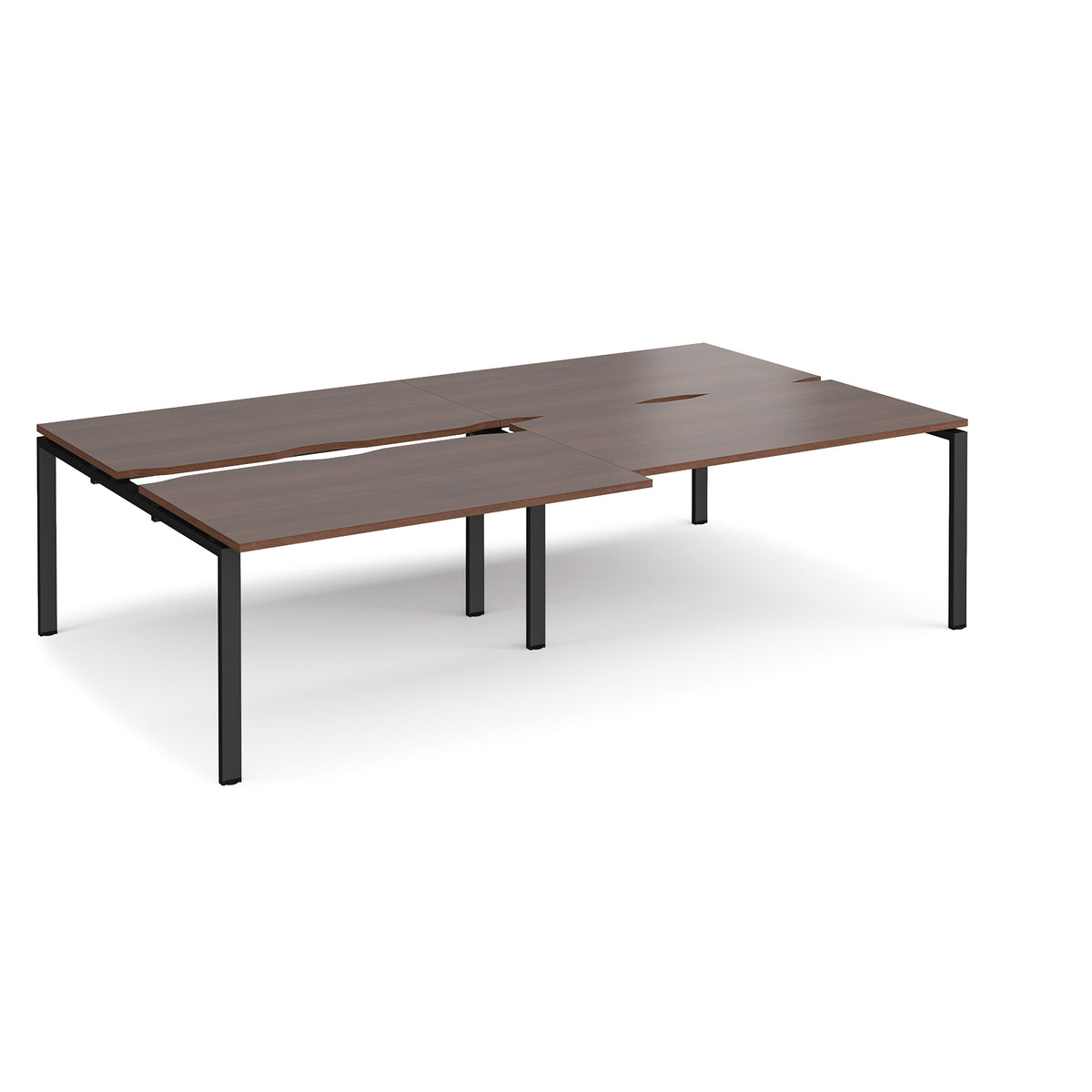 Adapt sliding top double back to back desks 2800mm x 1600mm - black frame, Walnut top - view 1